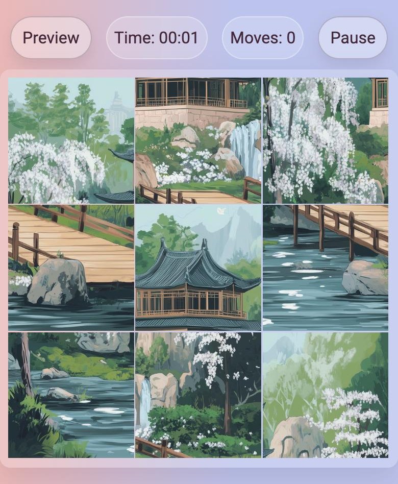A 3x3 Sjuzzle puzzle: swap the pieces to complete the picture
